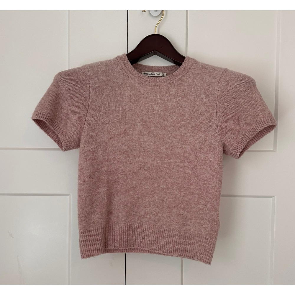 Abercrombie & Fitch Women XS Dusty Pink Short Sleeve Crew Neck Knit Sweater